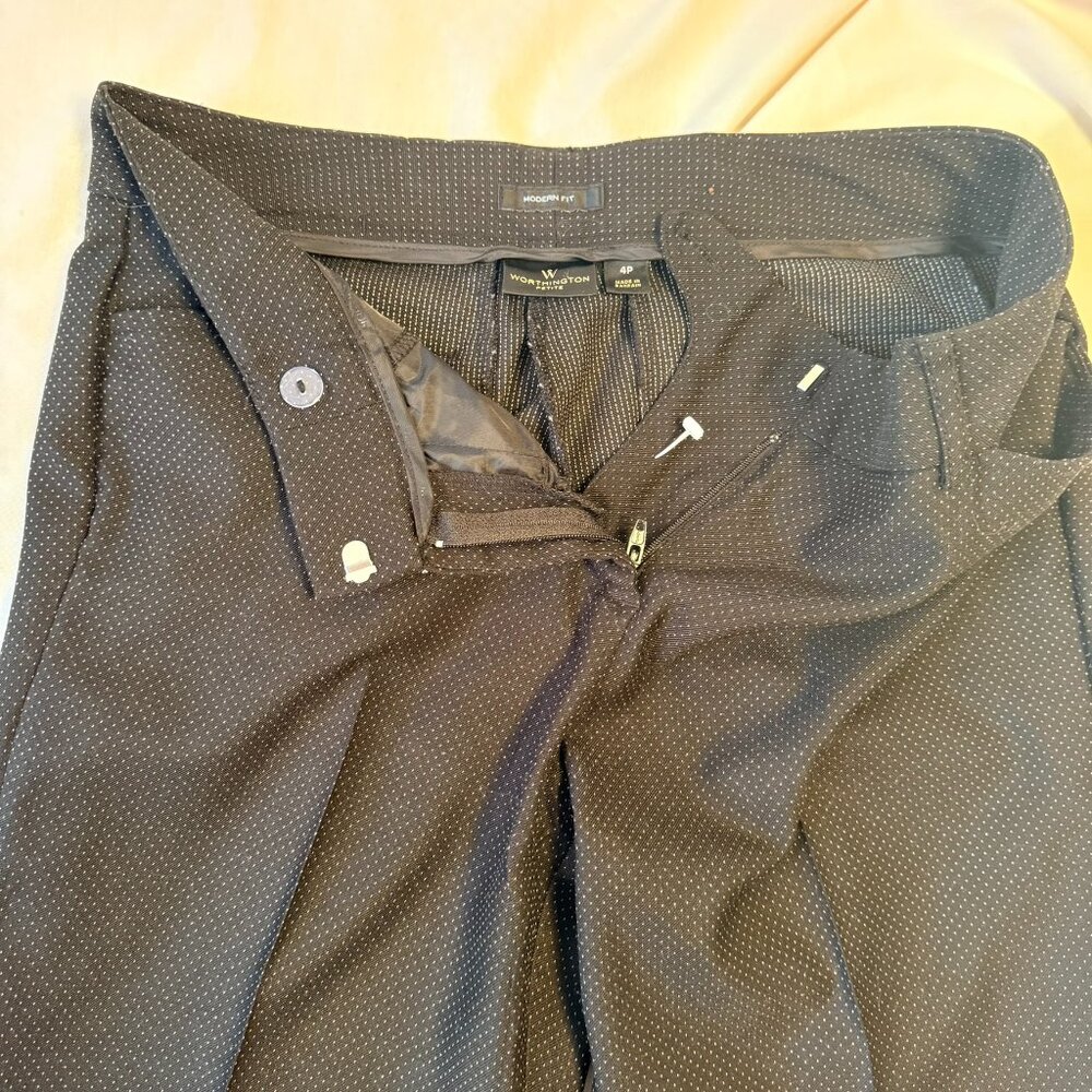 Worthington Modern Fit Pants – 4P – Black with Tiny White Dots